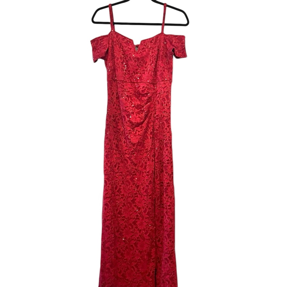 Candalite Special Occasion Red Lace Maxi Dress